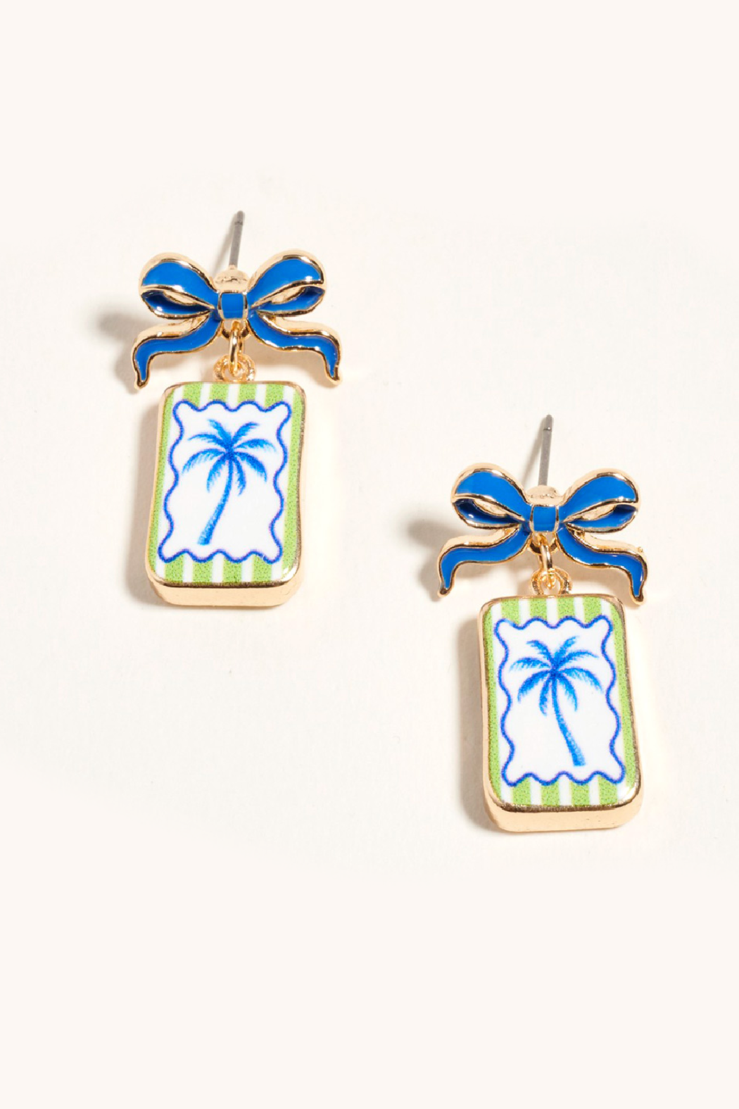 Enamel Palm Bow Earrings