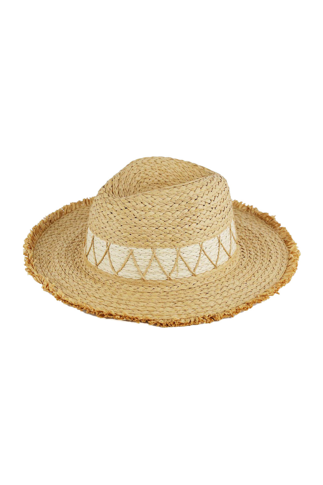 Straw Braided Chevron Band Hat