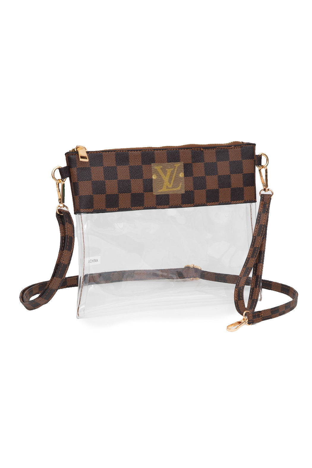 Upcycled Transparent Checkered Wristlet Crossbody Bag