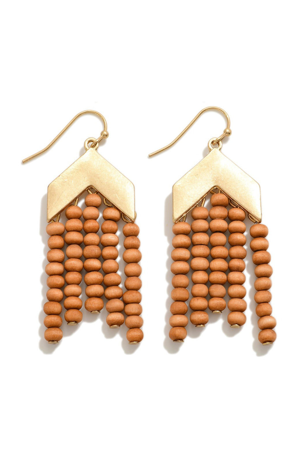 Wooden Bead Chevron Earrings