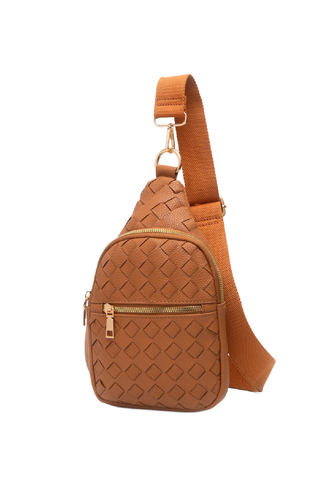 Woven Vegan Leather Sling Bag