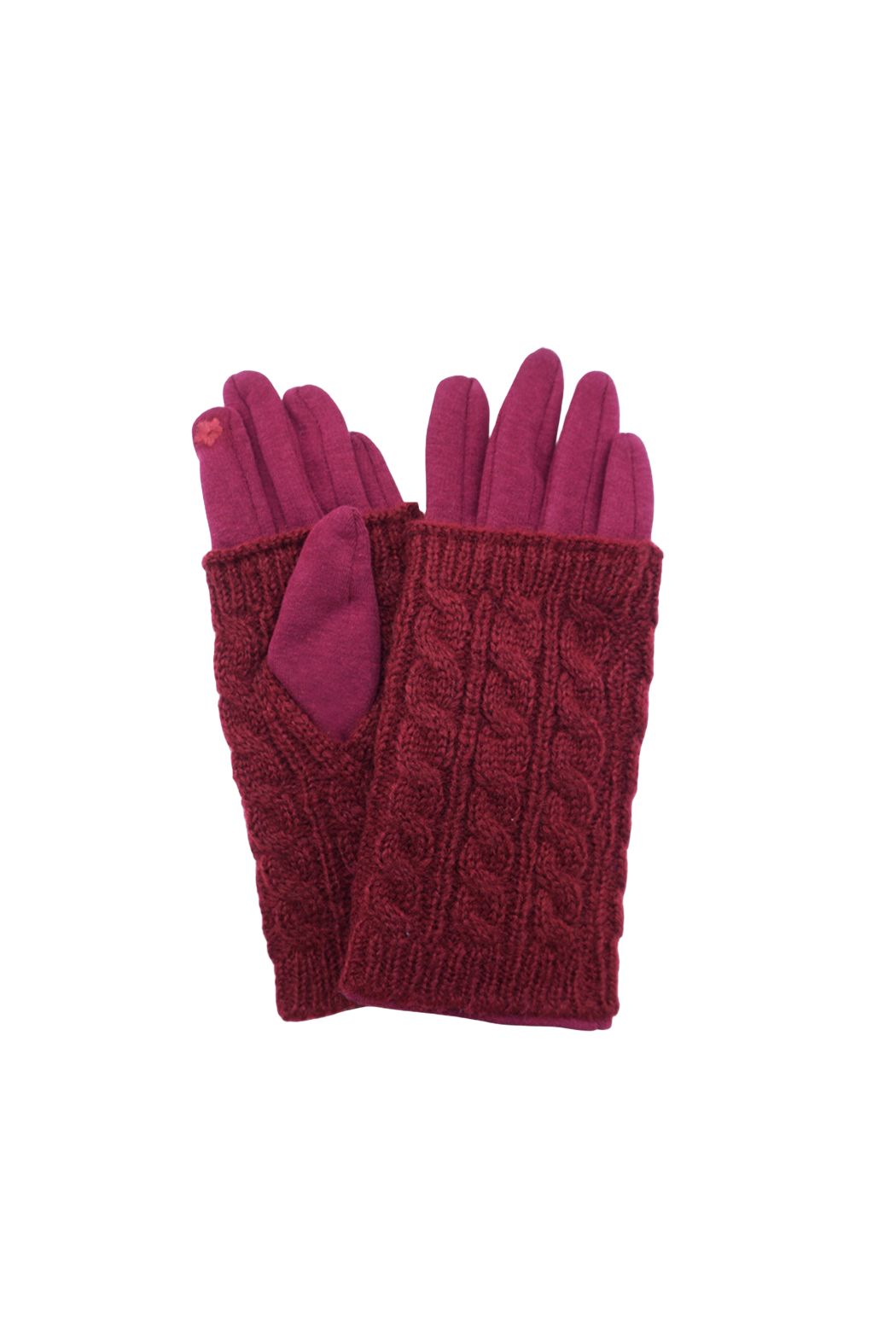 burgundy cable knit gloves