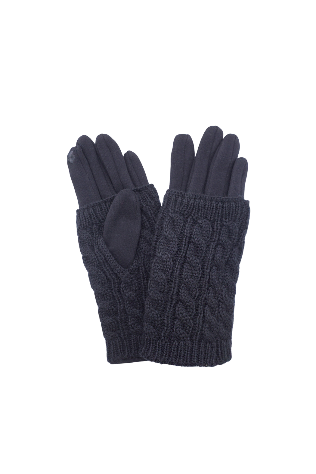 black cable knit gloves