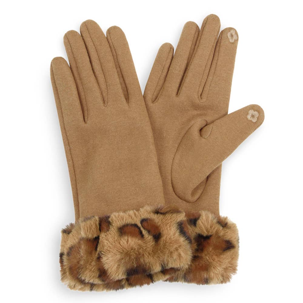 Leopard Faux Fur Texting Gloves