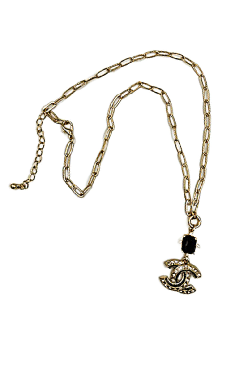 Black and Crystal CC Necklace