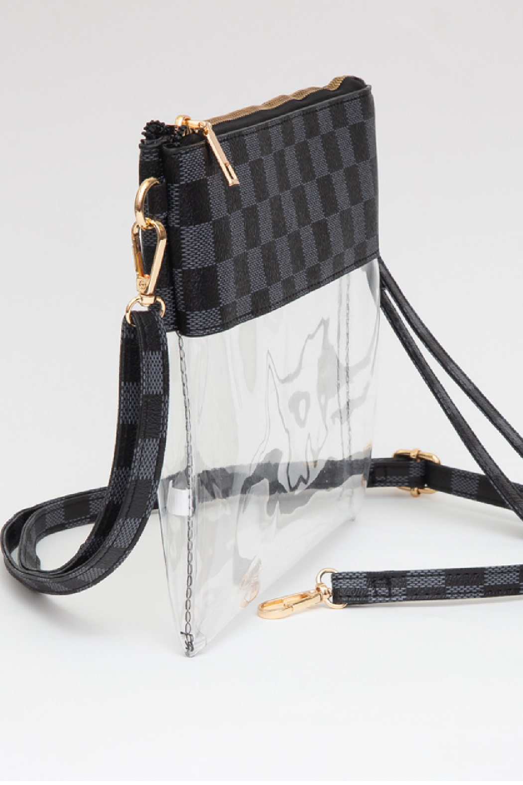 Upcycled Transparent Checkered Wristlet Crossbody Bag