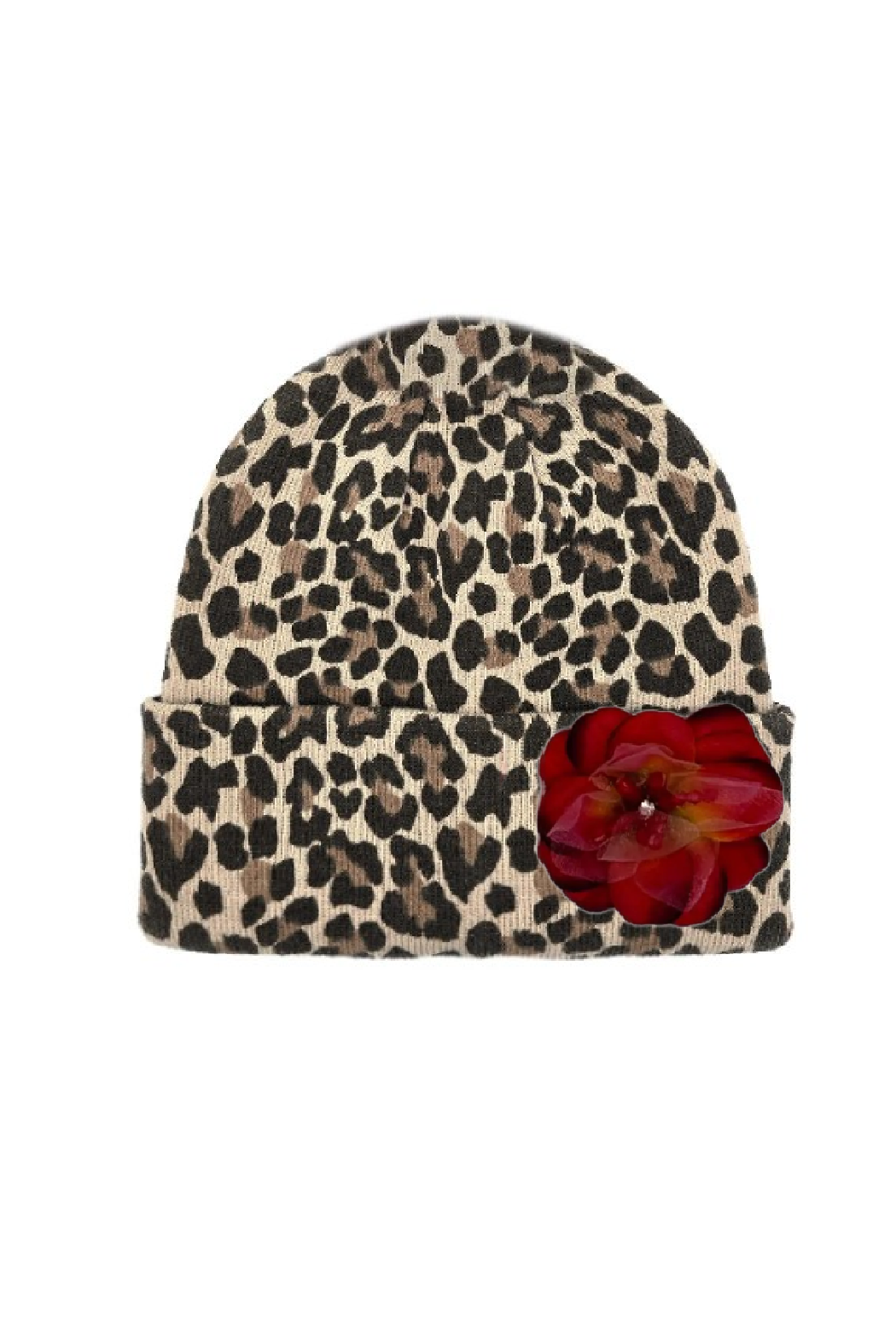 Leopard and Rose Beanie