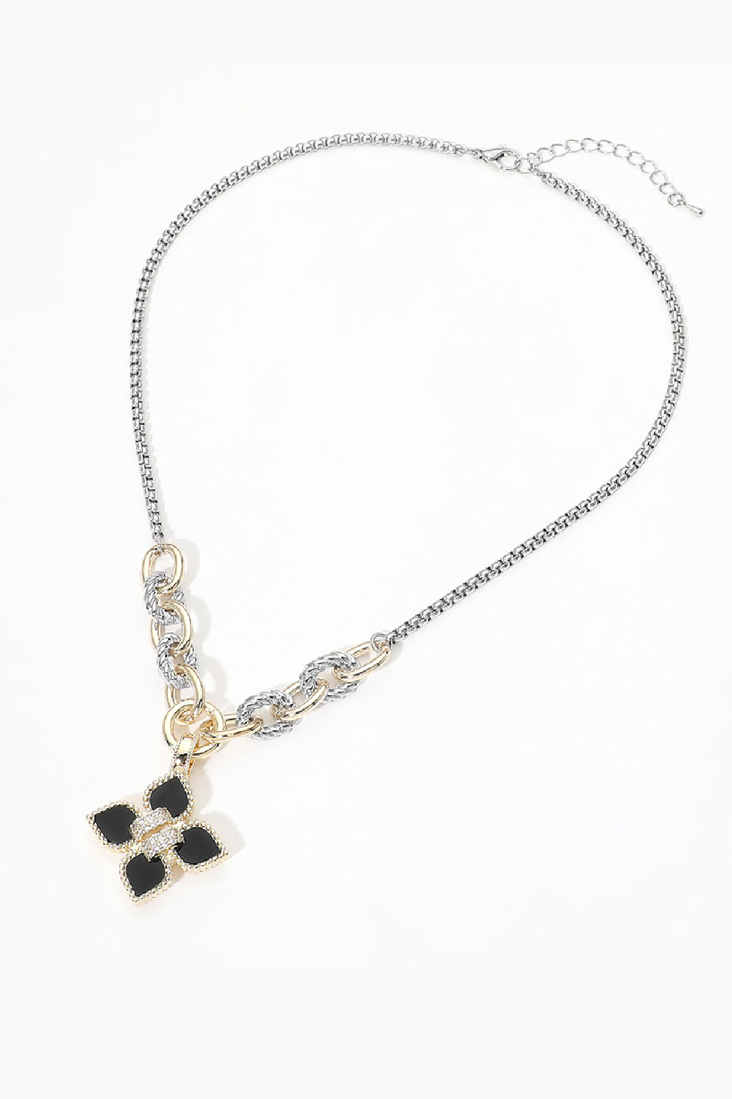 Gold Plated Black Clover Necklace