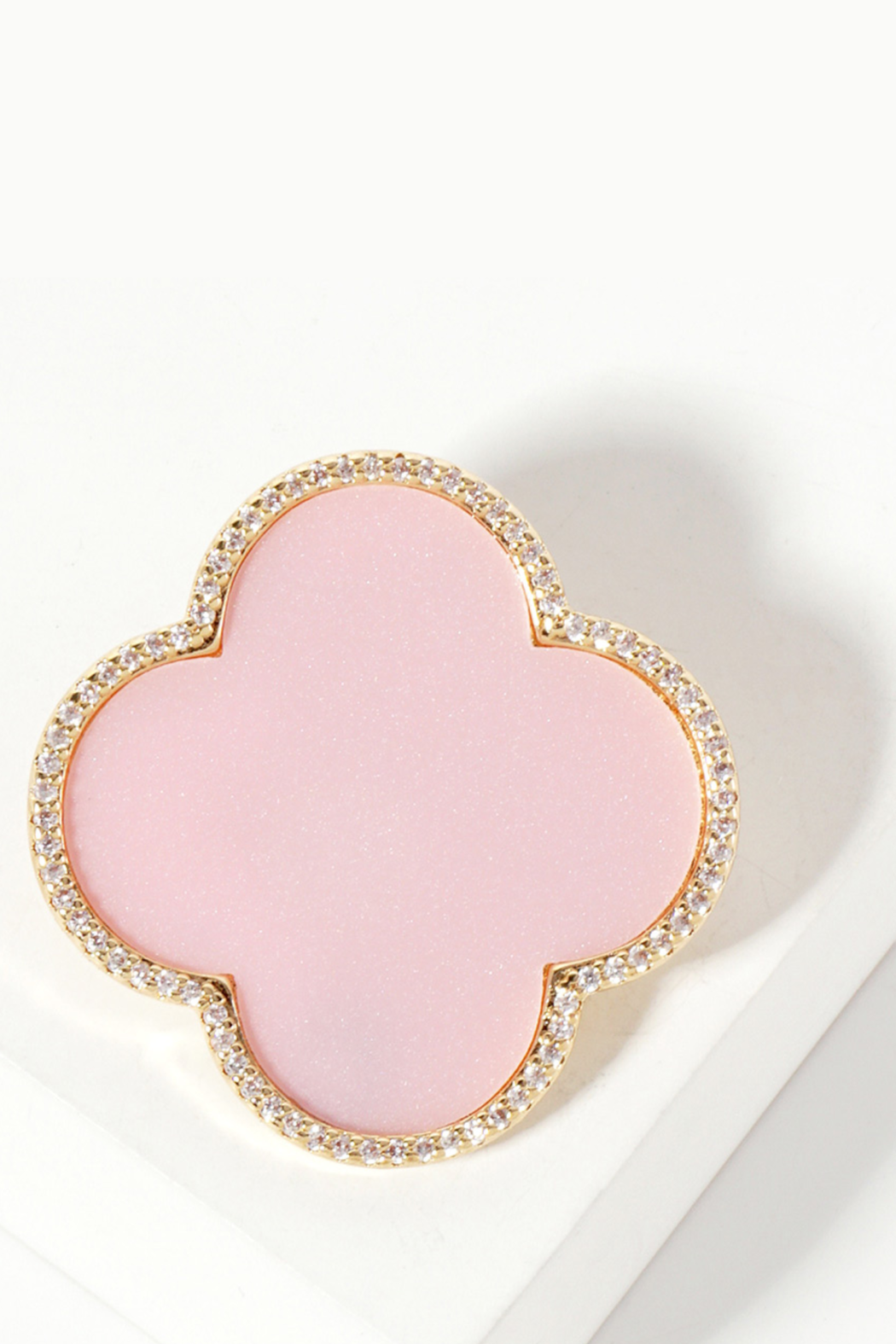 Gold Plated Clover Crystal Brooch