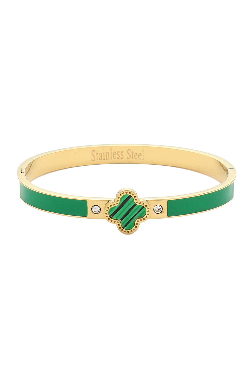 Enamel Clover Bangle Bracelet