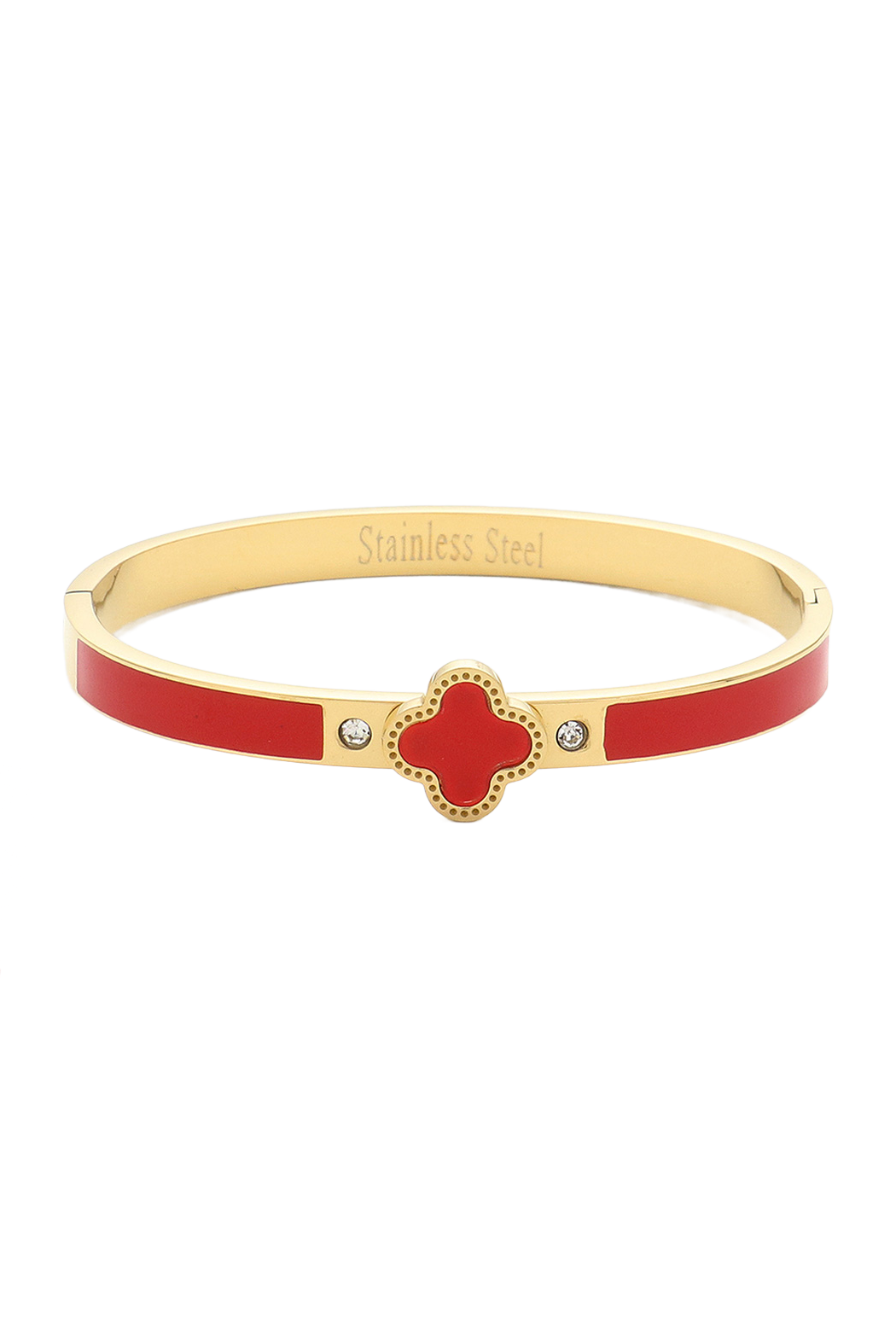 Enamel Clover Bangle Bracelet