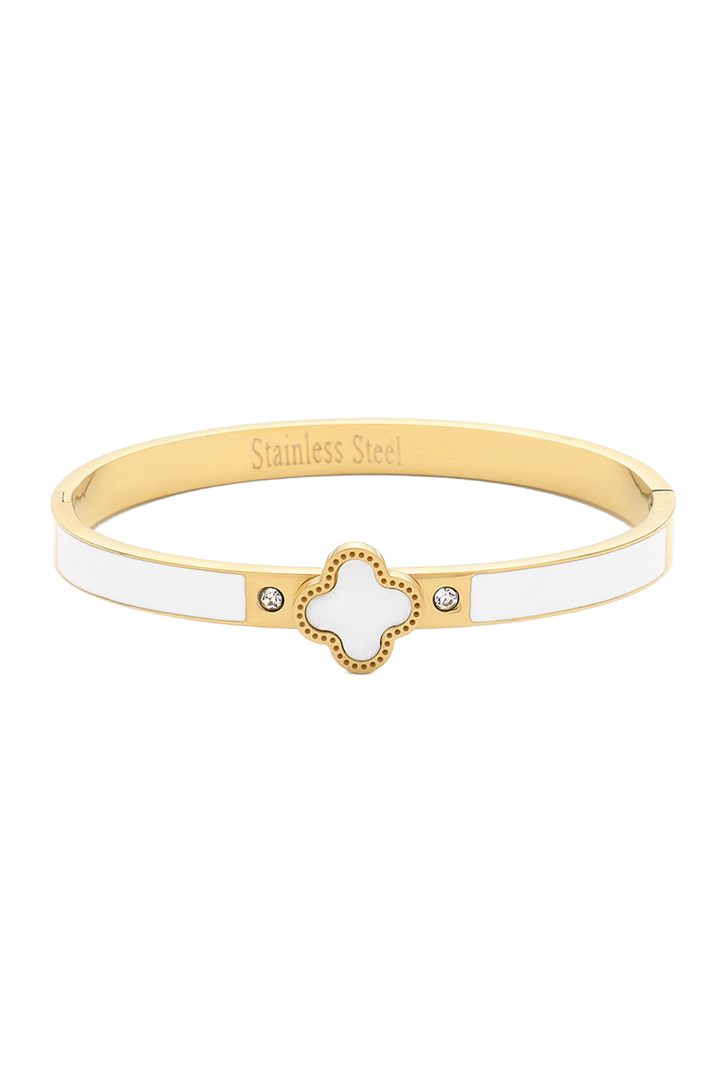 Enamel Clover Bangle Bracelet