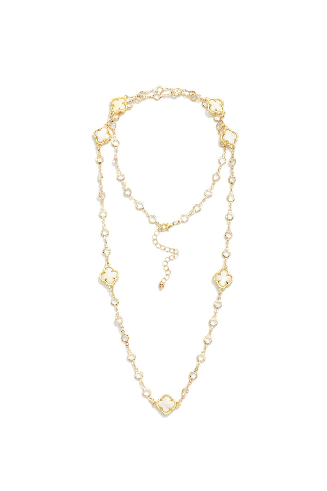 Crystal and Pearl Clover Necklace