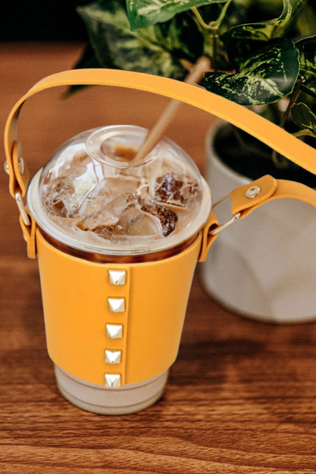 Studded Vegan Leather Cup Holder