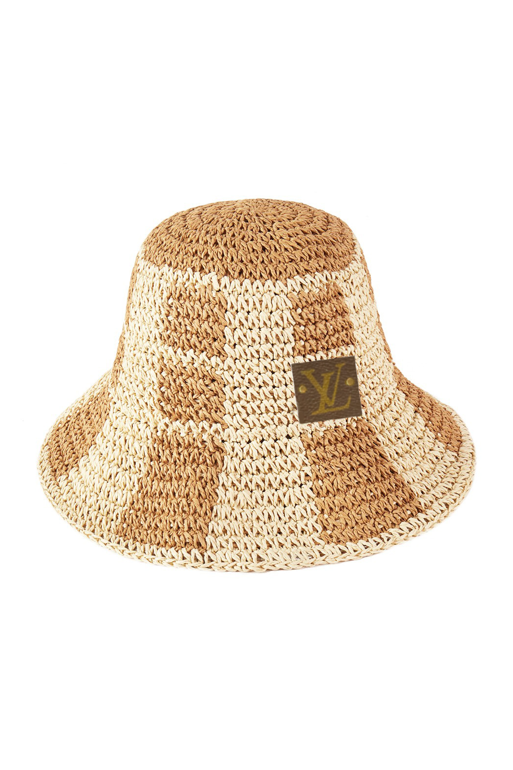 Upcycled Foldable Colorblock Straw Bucket Hat