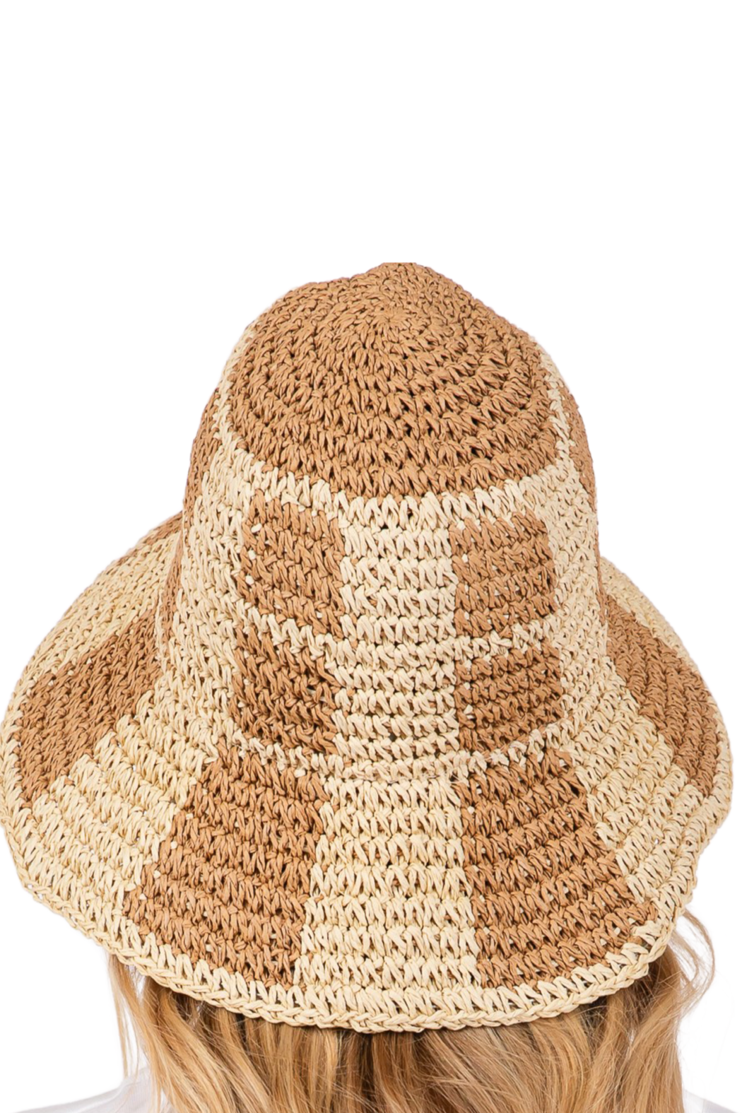 Upcycled Foldable Colorblock Straw Bucket Hat