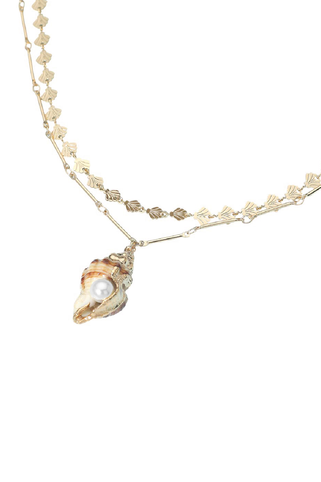 Conch Shell and Pearl Necklace