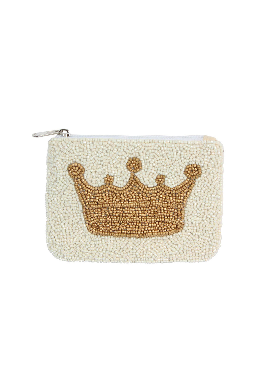 Crown Beaded Pouch Bag