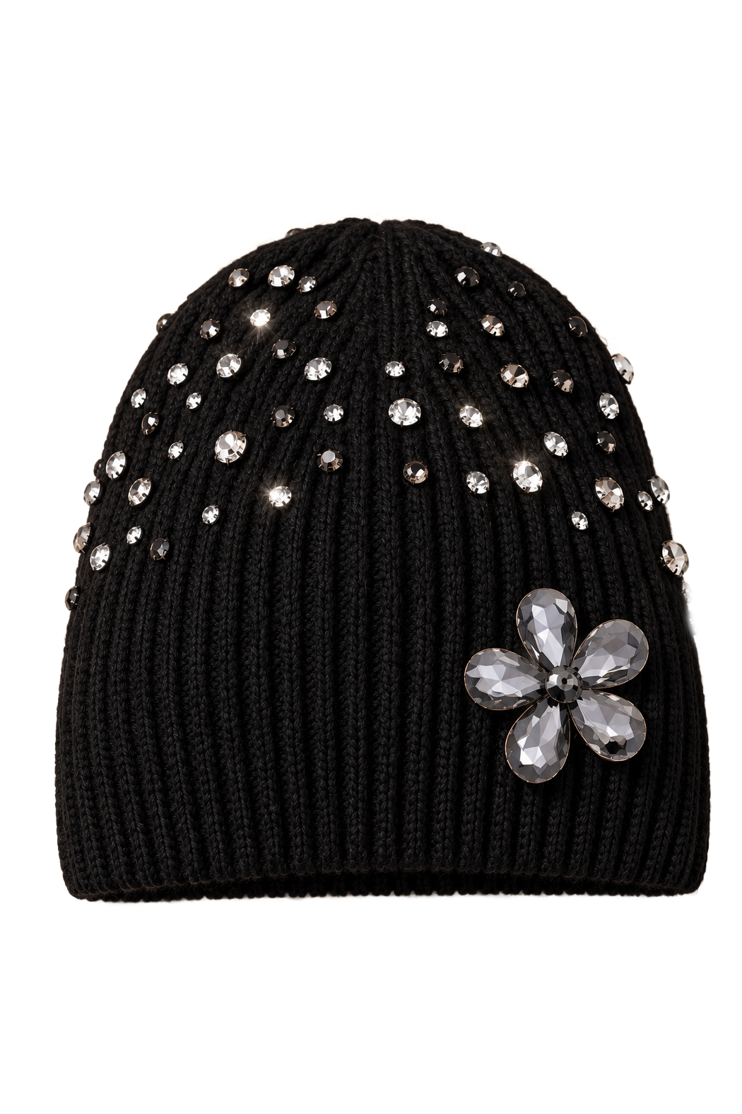 Removable Crystal Flower Beanie
