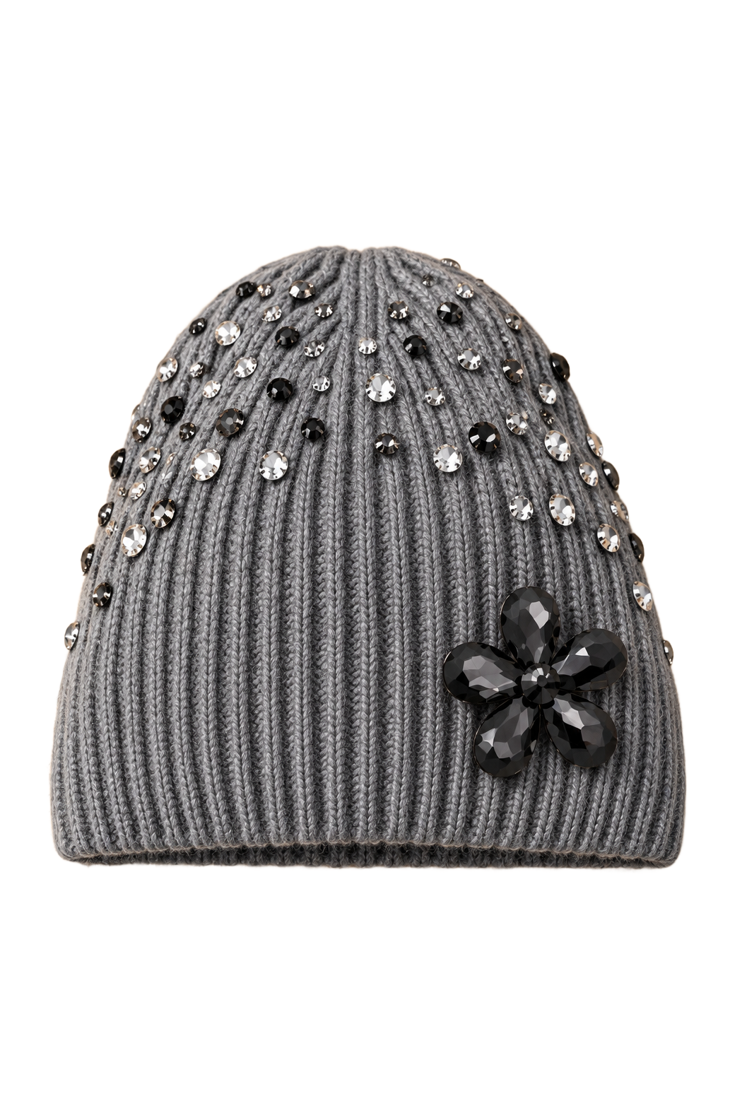 Removable Crystal Flower Beanie