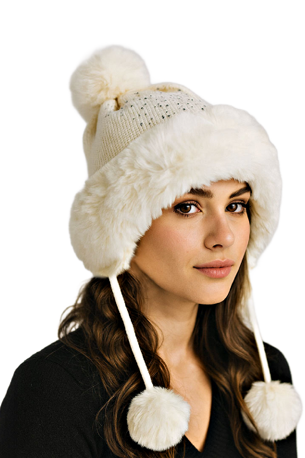 Crystal Faux Fur Trapper Hat