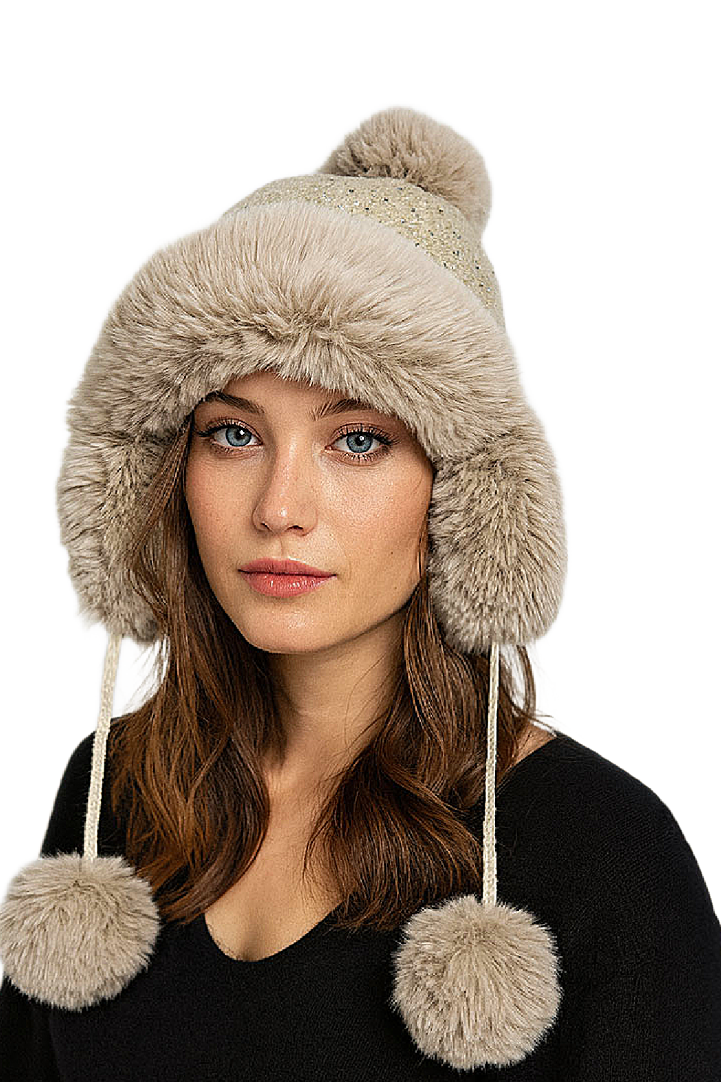 Crystal Faux Fur Trapper Hat