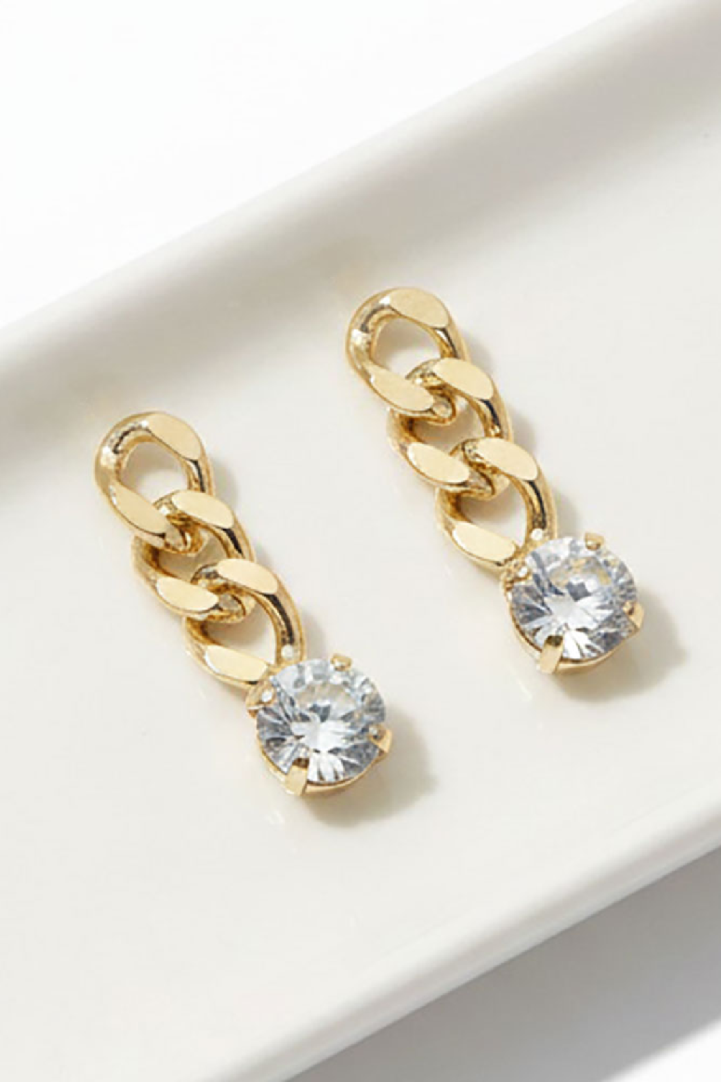Cuban Chain Solitaire Earrings