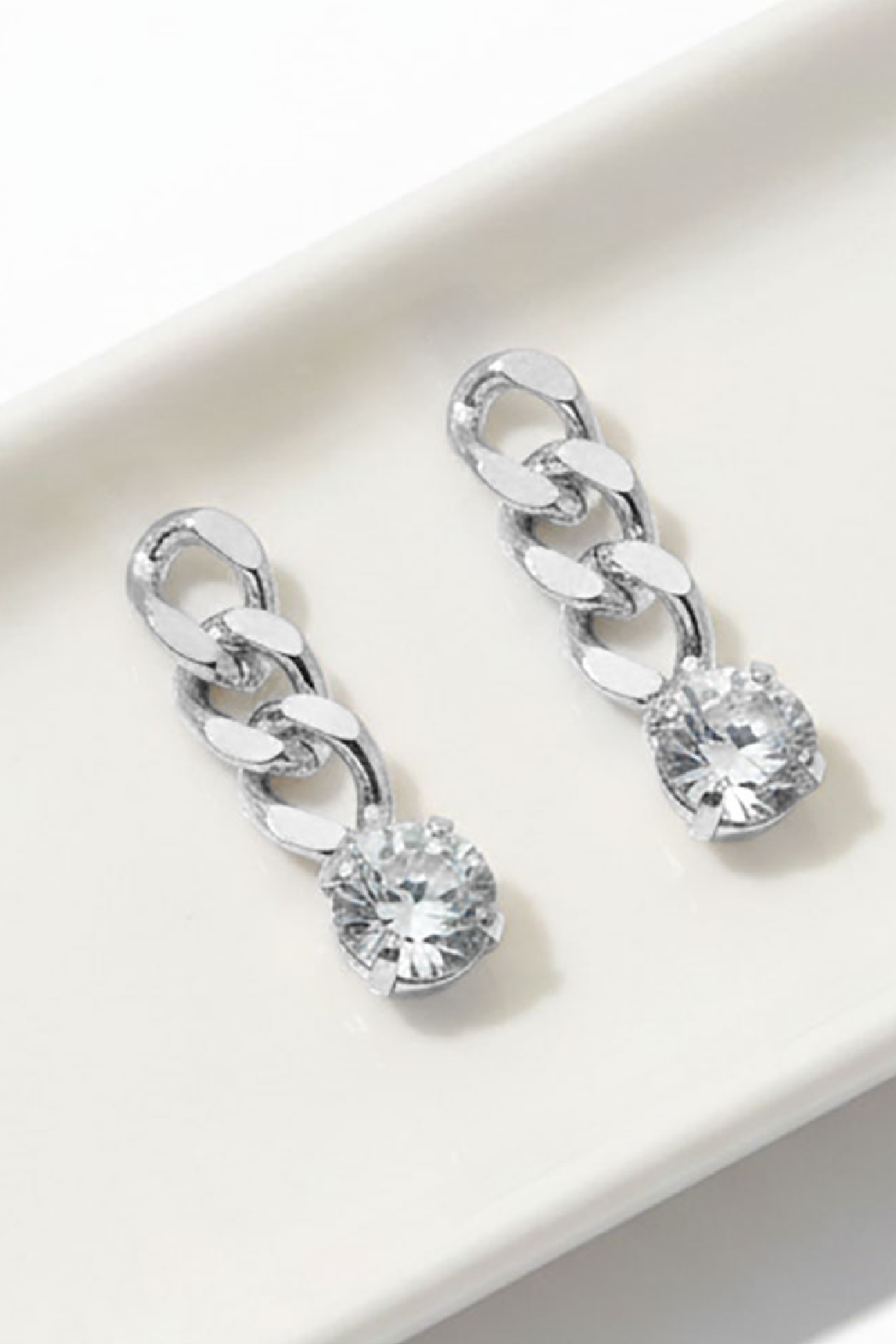 Cuban Chain Solitaire Earrings