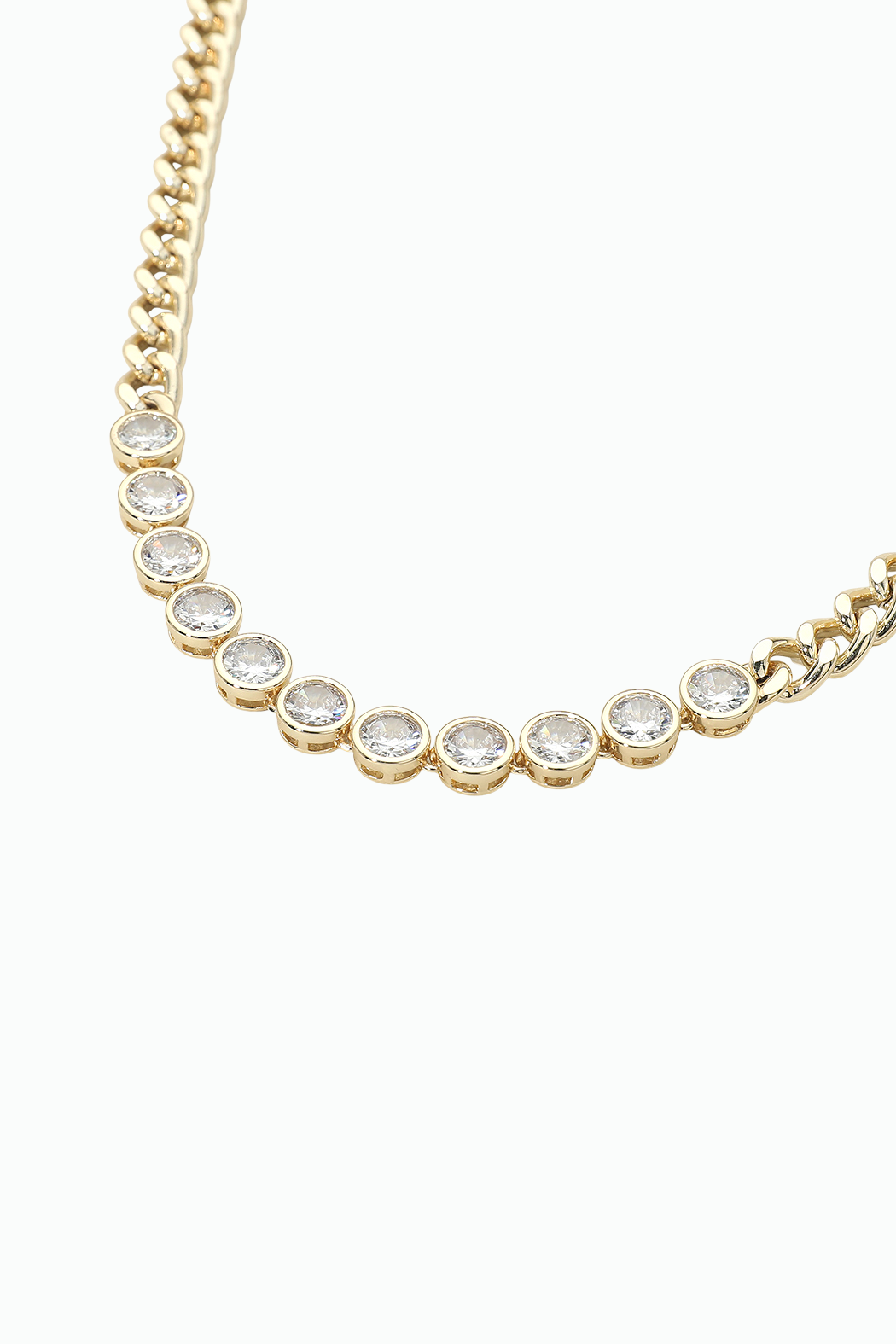 Gold Plated Cubic Zirconia Cuban Chain Necklace