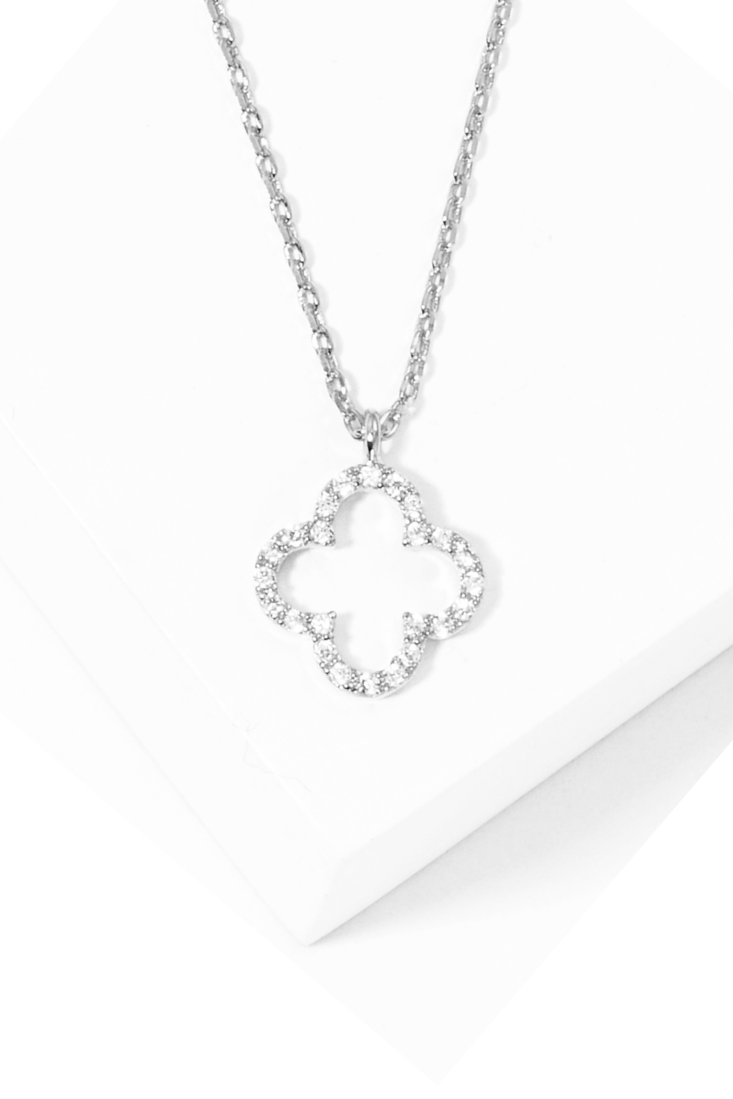 Gold Plated Cubic Zirconia Clover Necklace