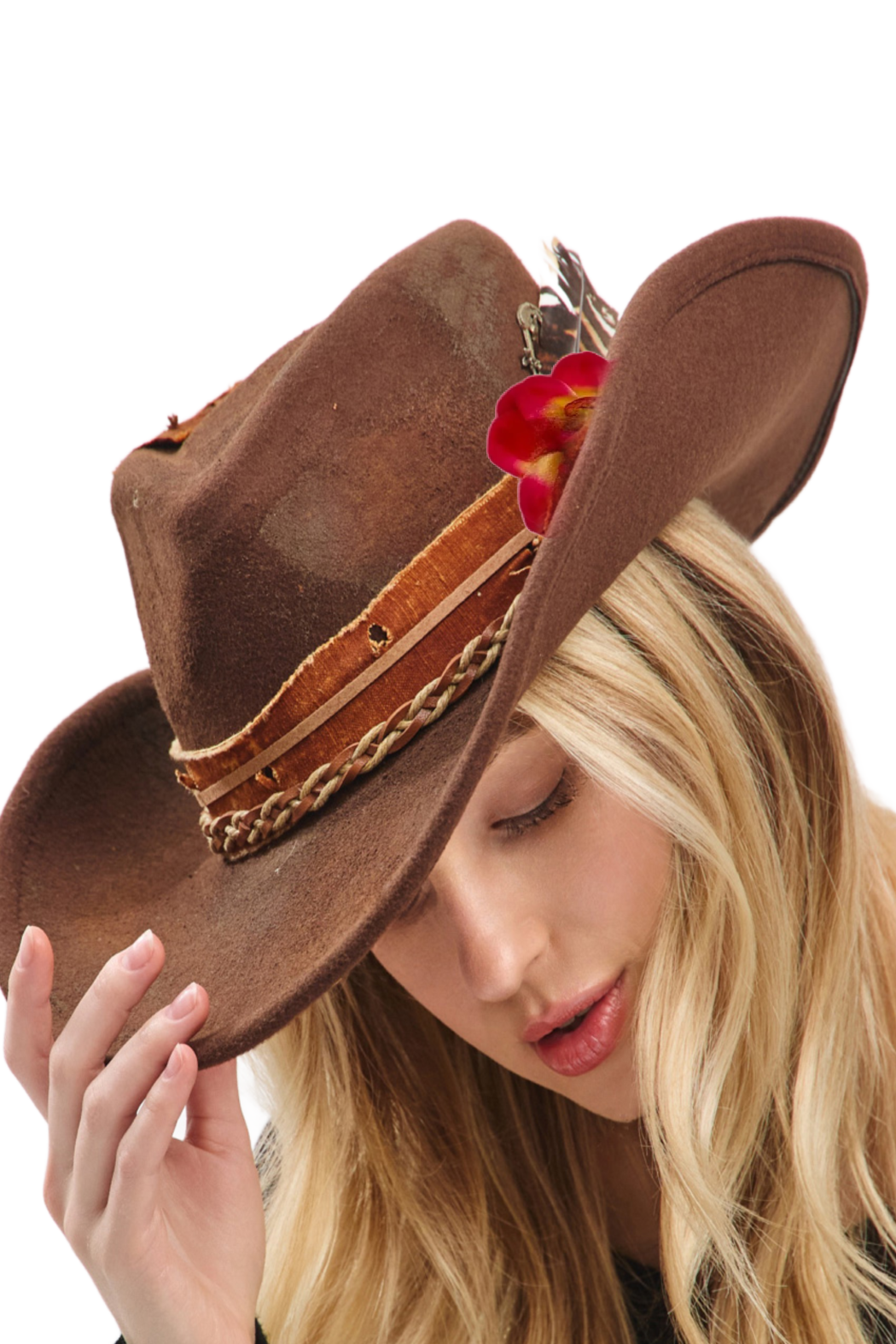 Choose Your Shape Rosey Brown Distressed Fedora