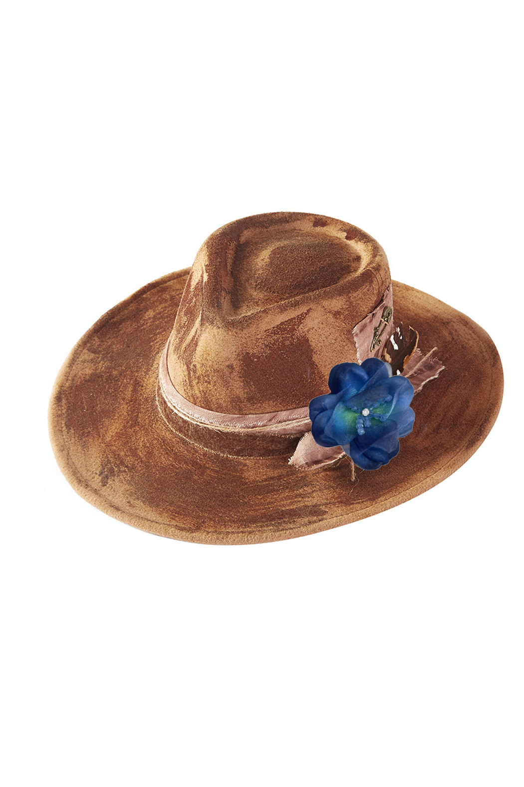 Choose Your Shape Rosey Beige Distressed Fedora