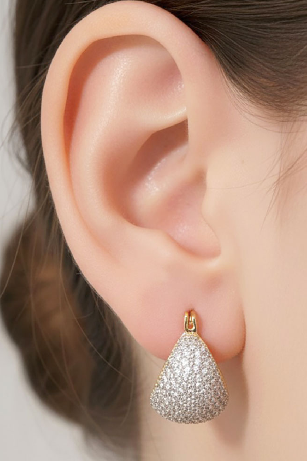 Gold Plated Cz Teardrop Hoop Earrings