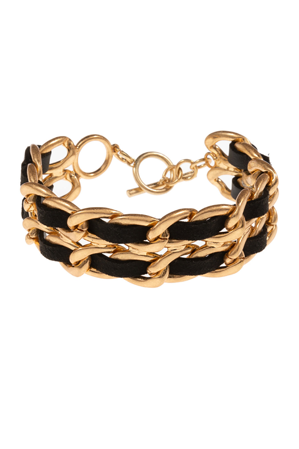 Double Chain Leather Bracelet