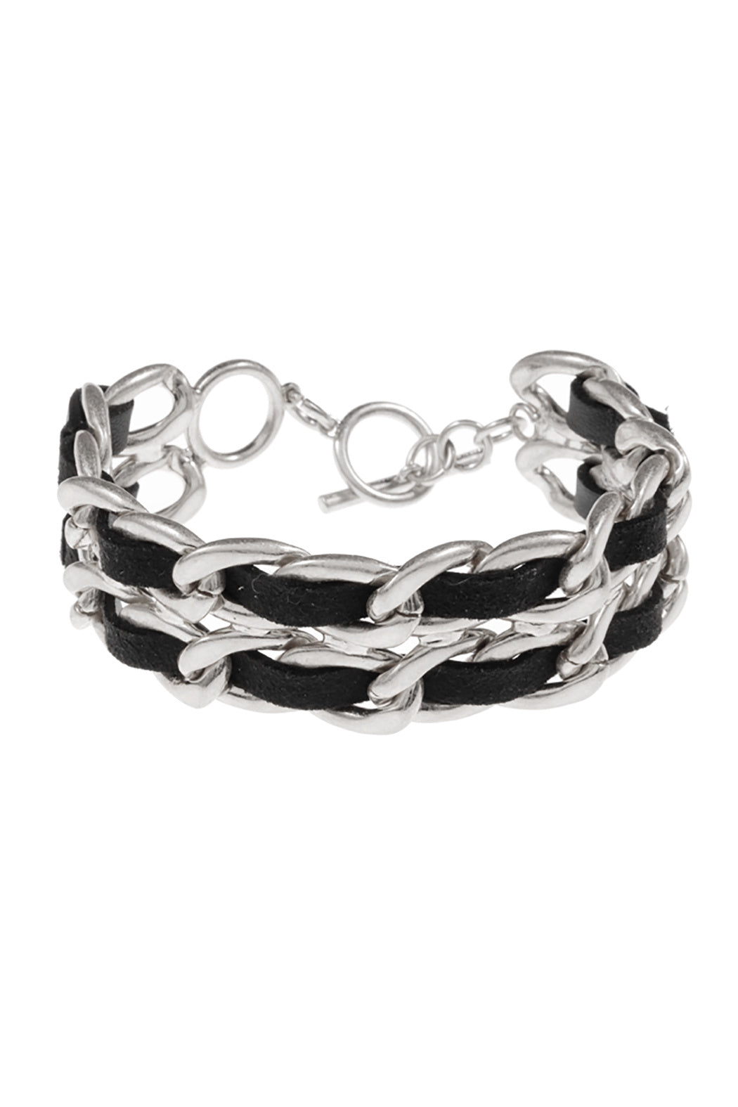 Double Chain Leather Bracelet