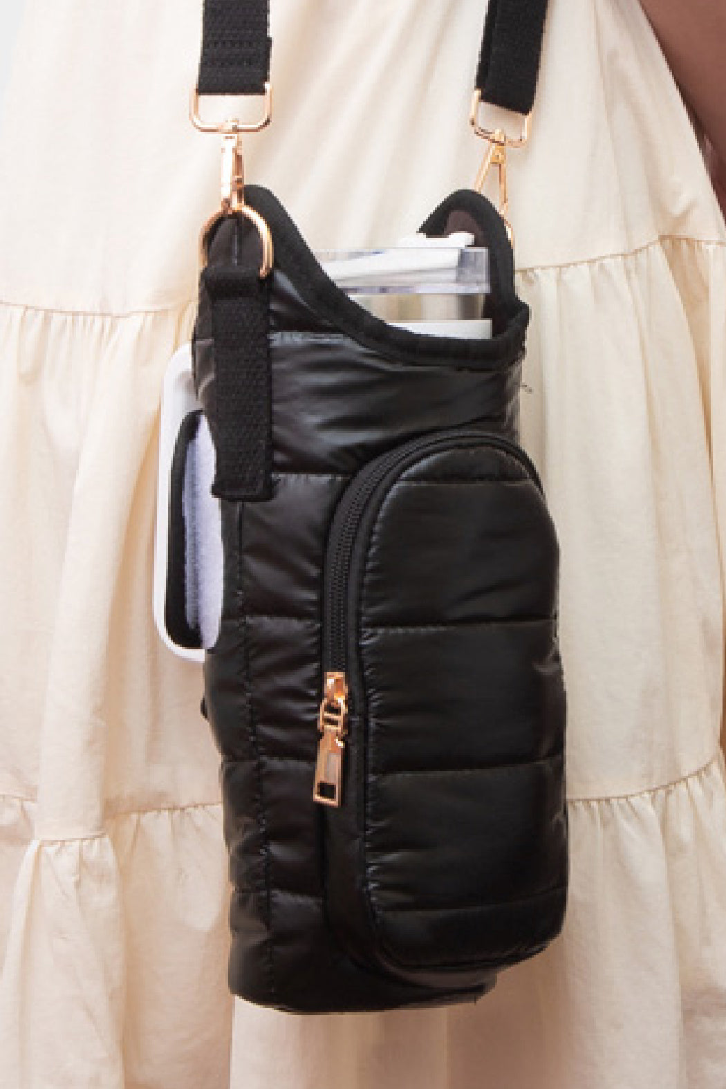 Puffer Tumbler Carrier Crossbody Bag