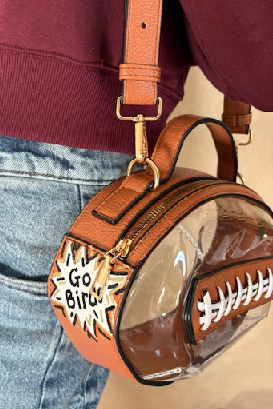 Hand Painted Transparent Philadelphia Eagles Crossbody Bag