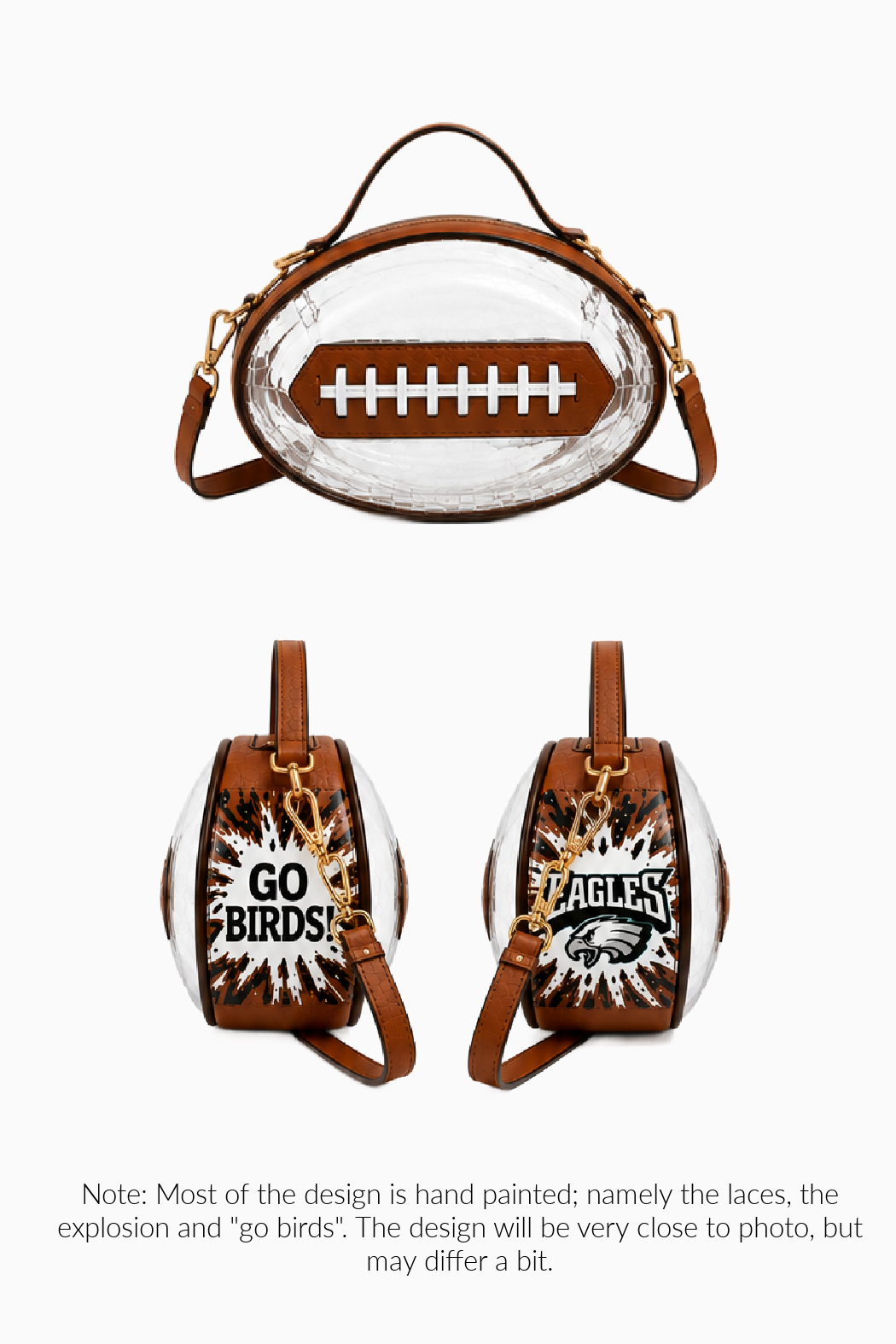 Hand Painted Transparent Philadelphia Eagles Crossbody Bag