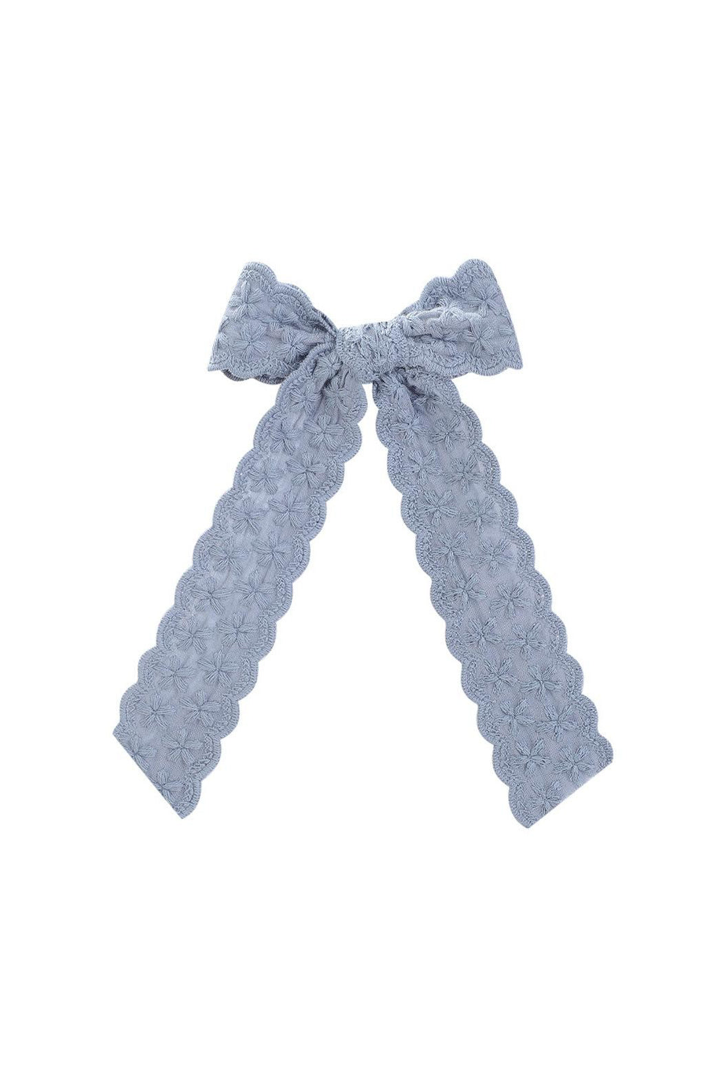 Embroidered Scalloped Bow Hair Clip
