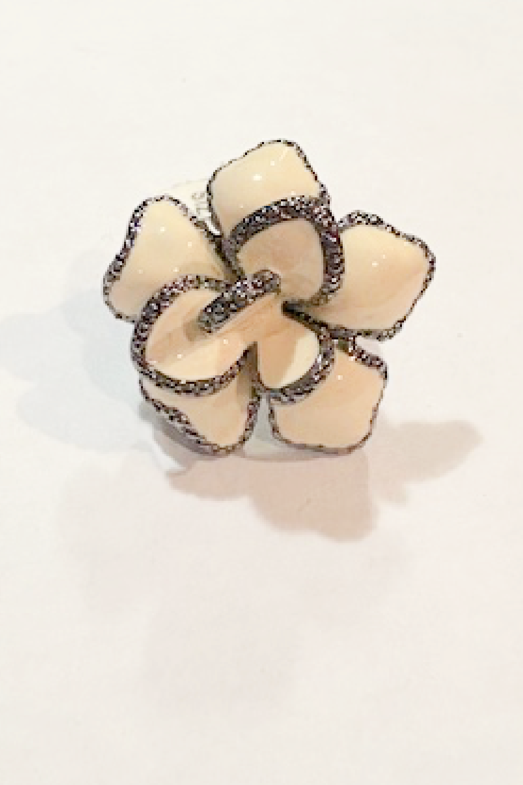 Ivory Enamel Flower Ring