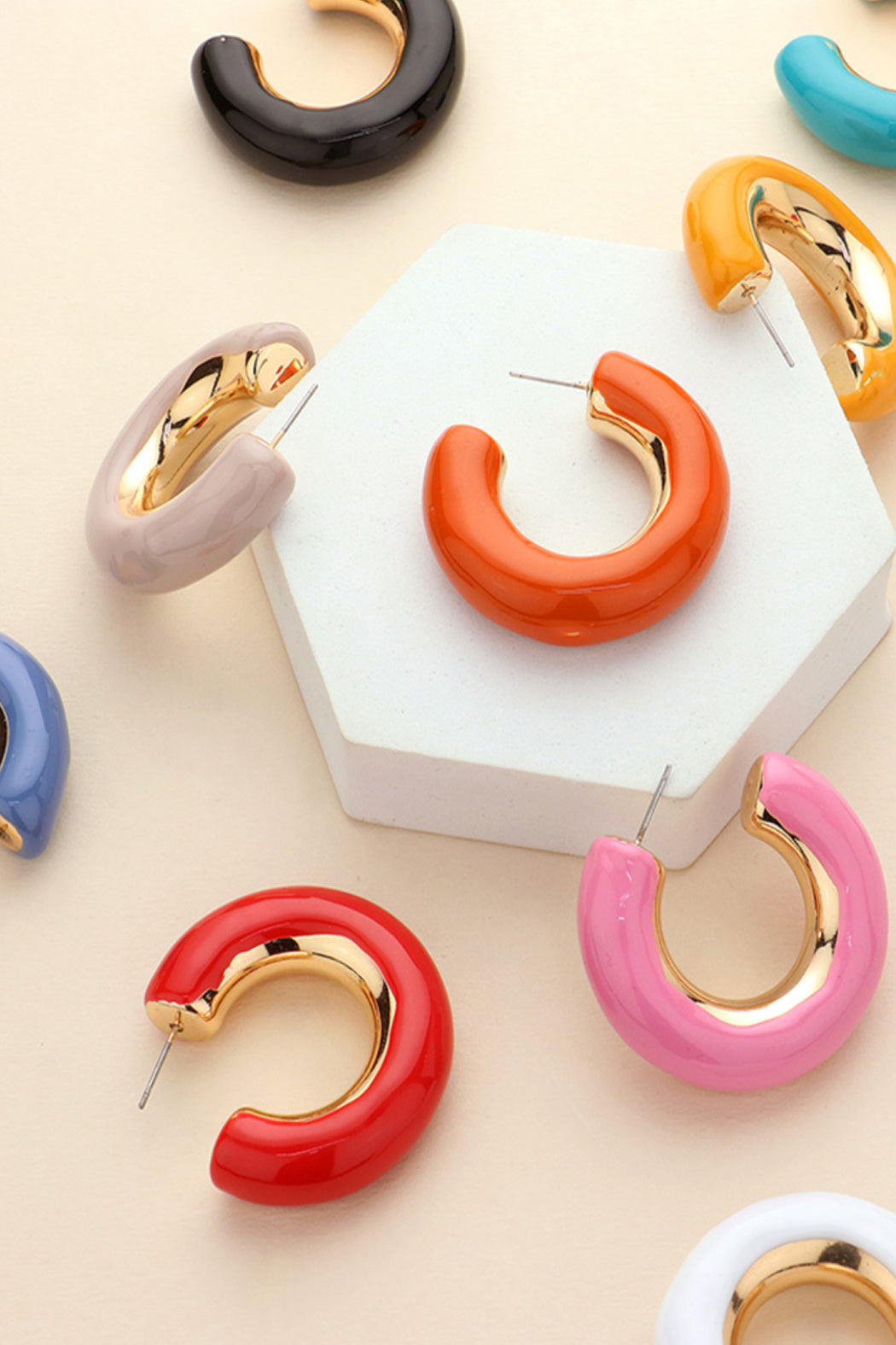 Enamel Hoop Earrings