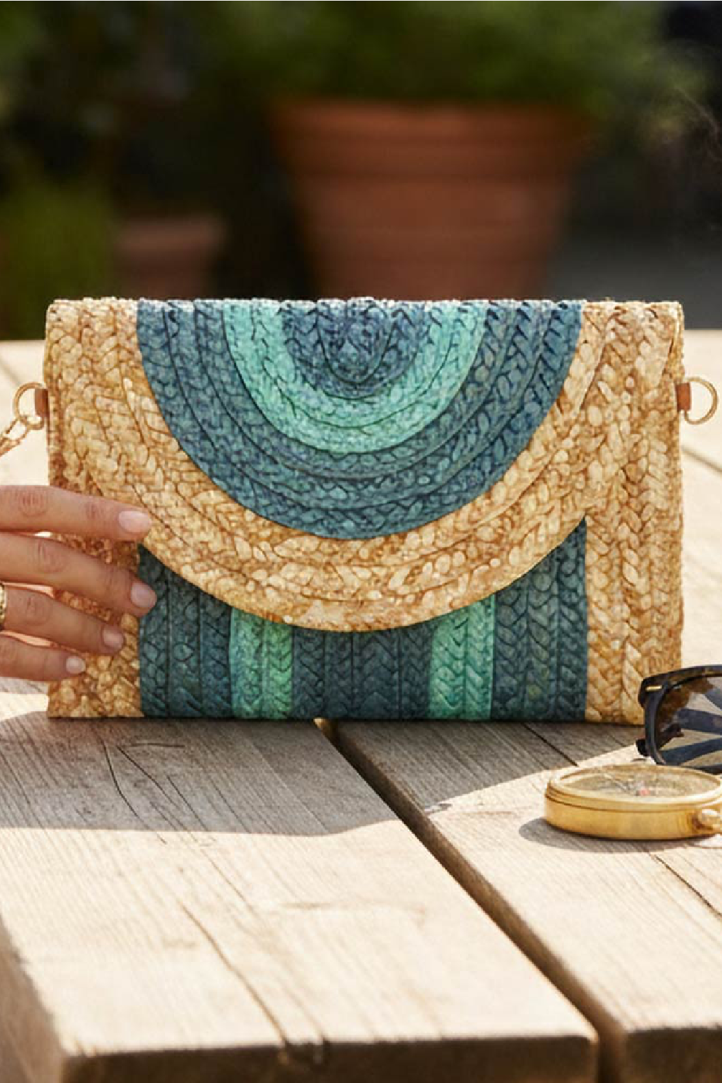 Envelope Straw Clutch Wristlet Crossbody
