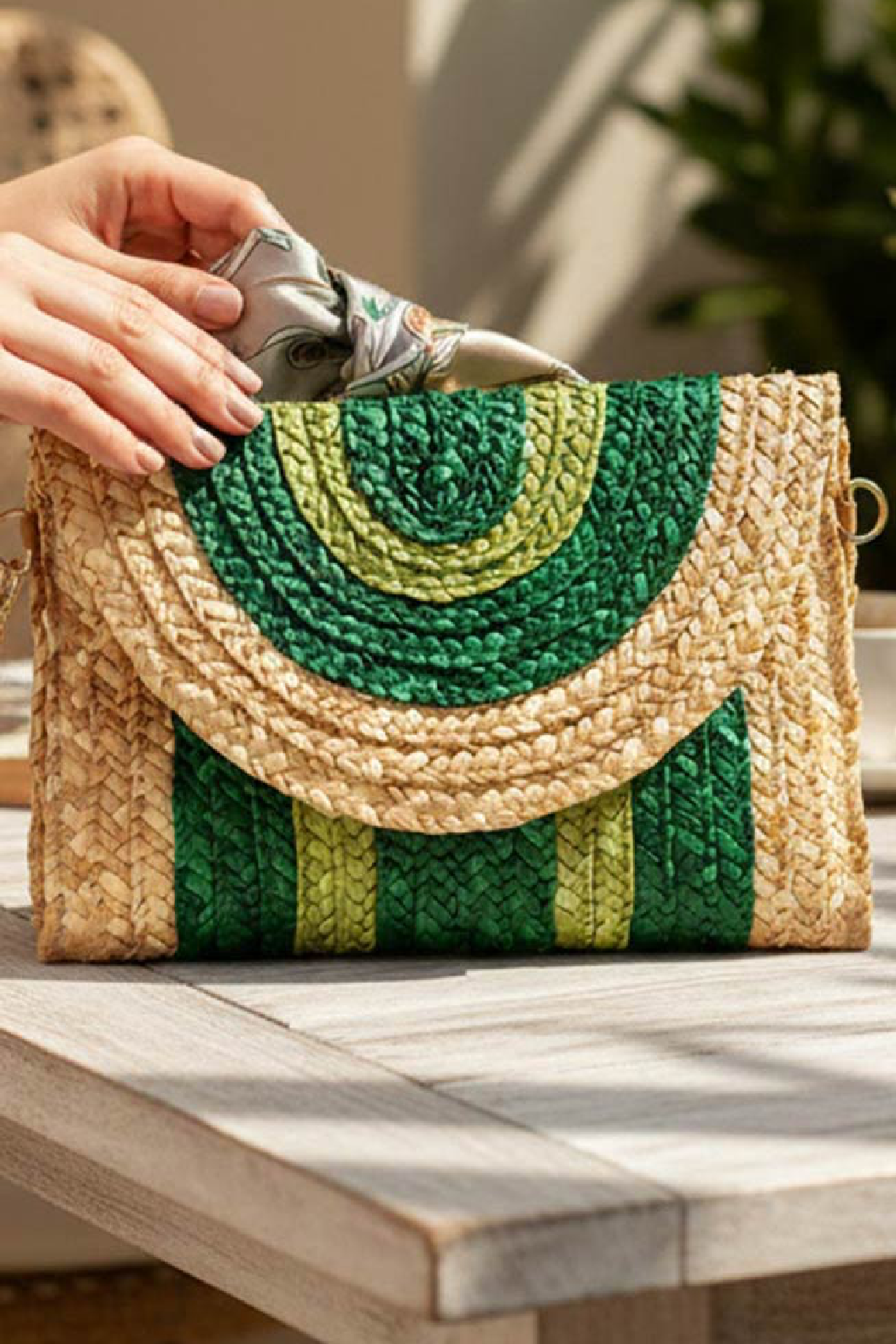 Envelope Straw Clutch Wristlet Crossbody