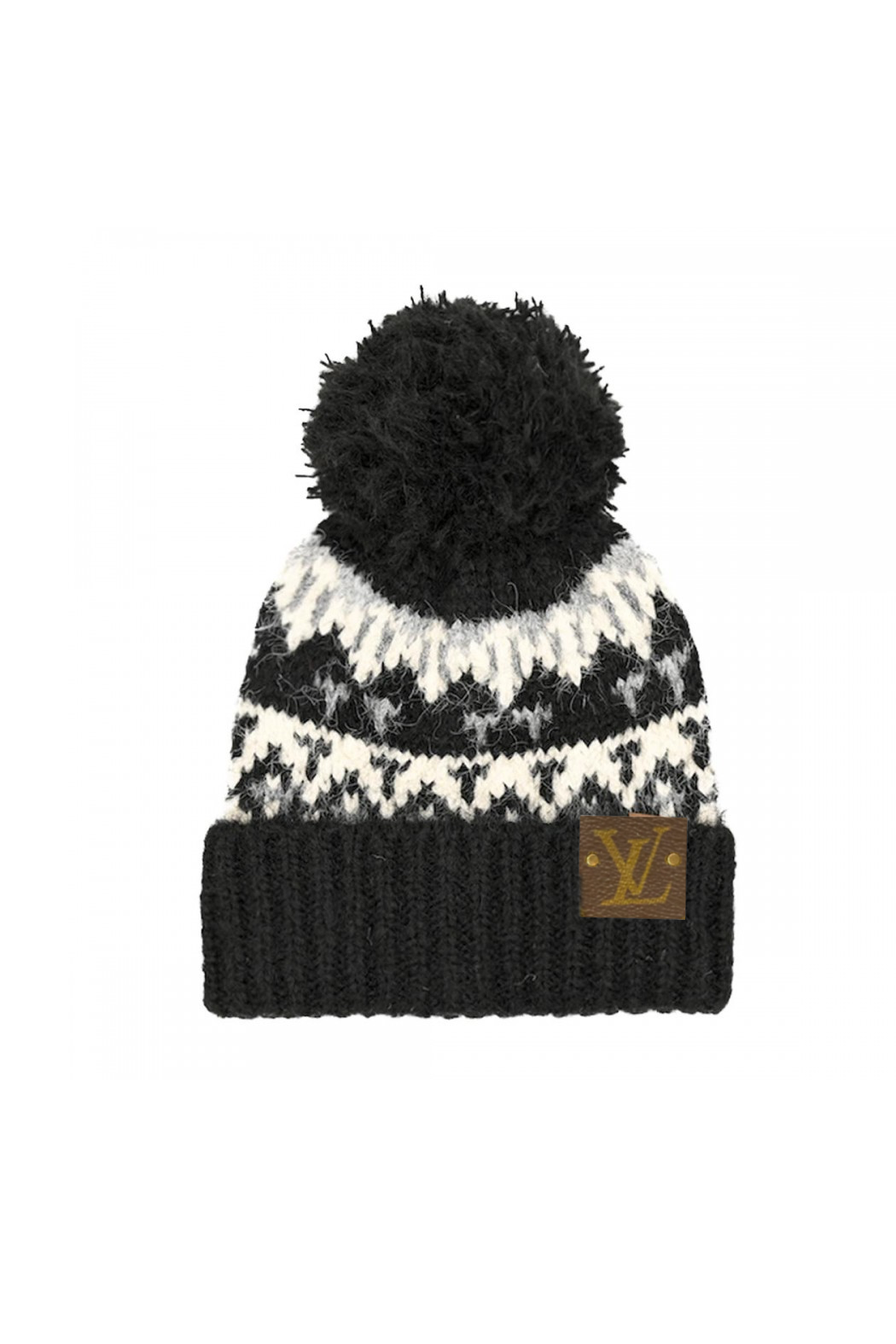 Upcycled Wool Blend Geometric Beanie