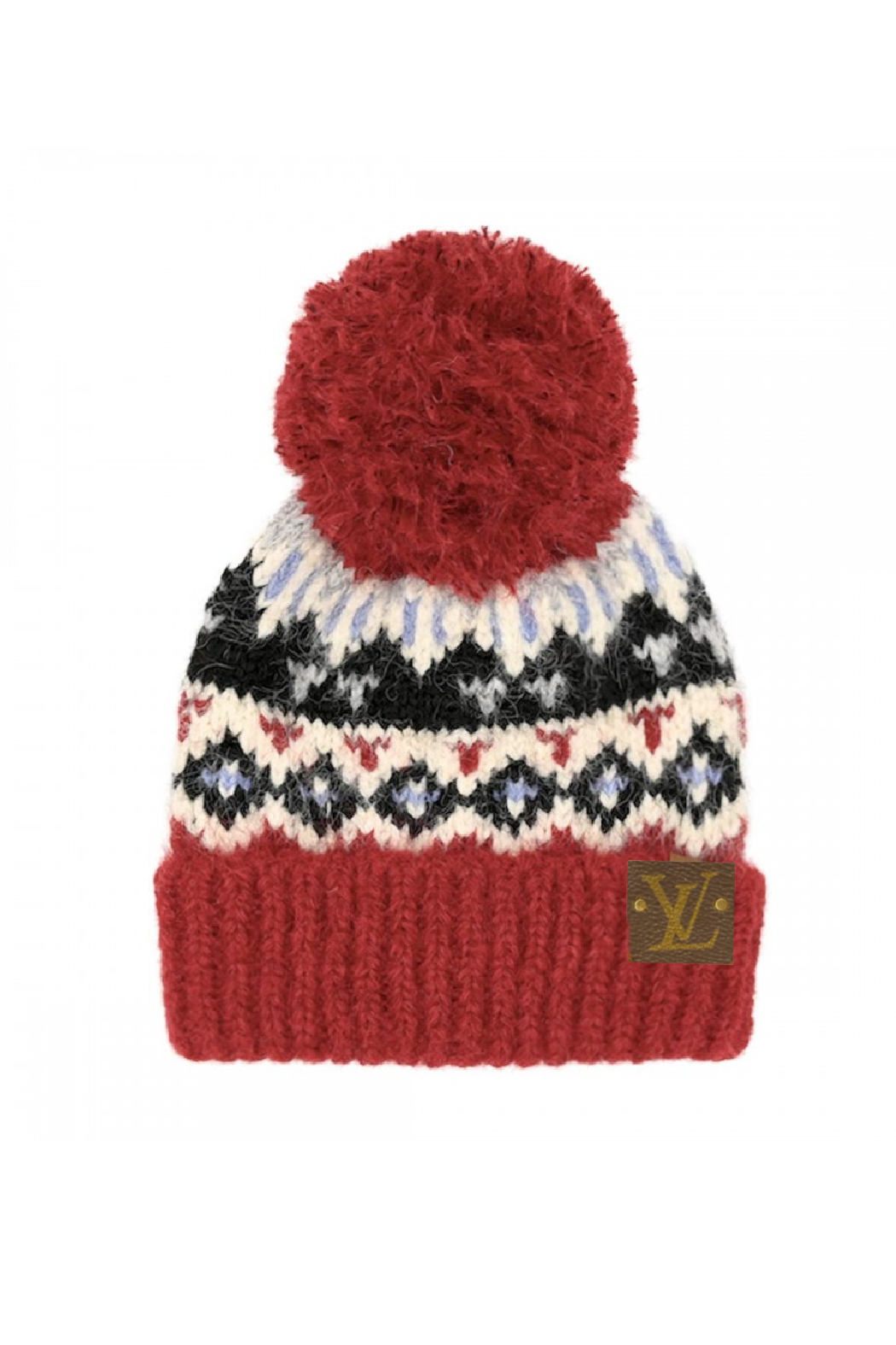Upcycled Wool Blend Geometric Beanie