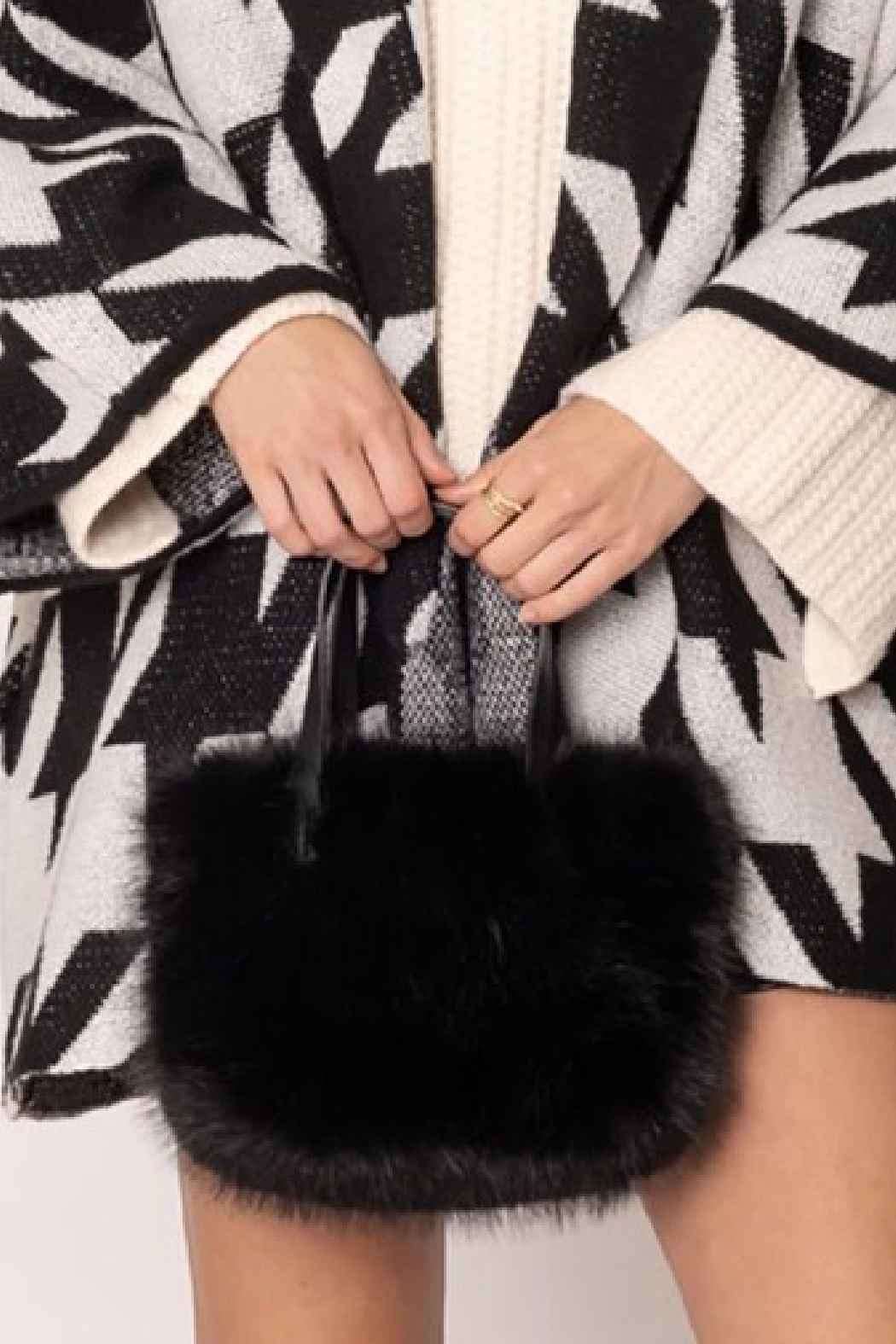 Faux Fur Satchel Crossbody Bag