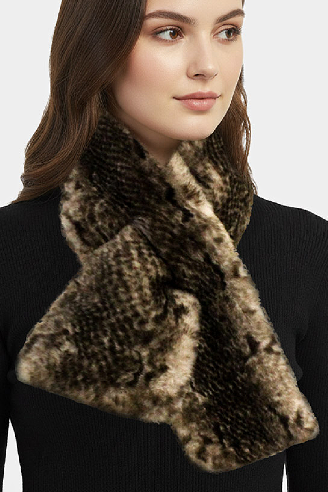 Faux Fur Snake Skin Scarf