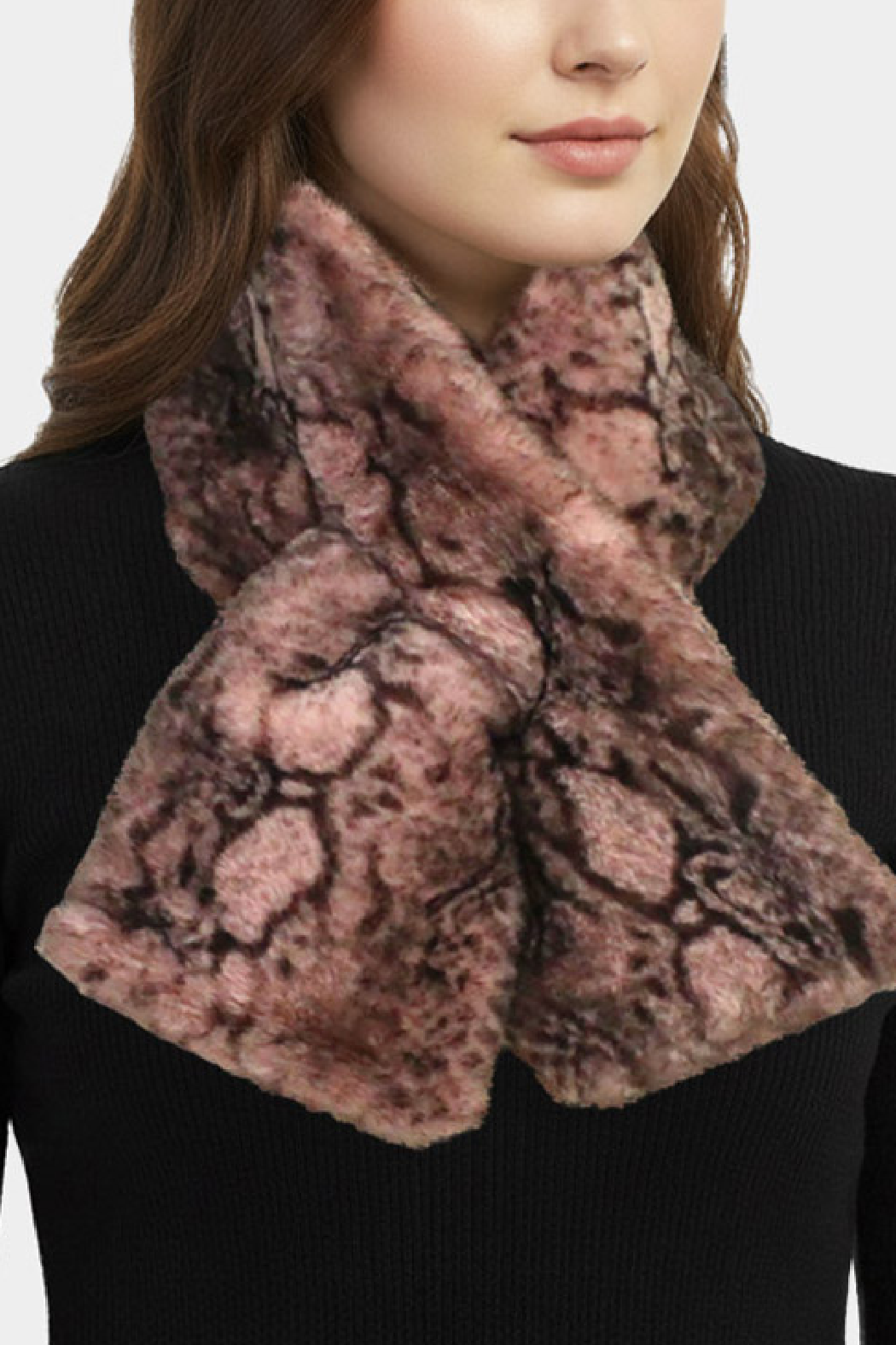 Faux Fur Snake Skin Scarf