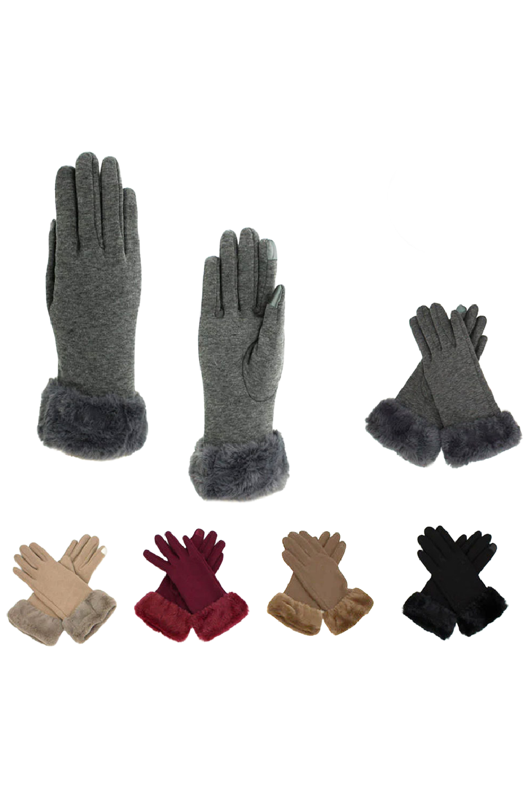 Set of 12 Smart Touch Fur Cuff Gloves