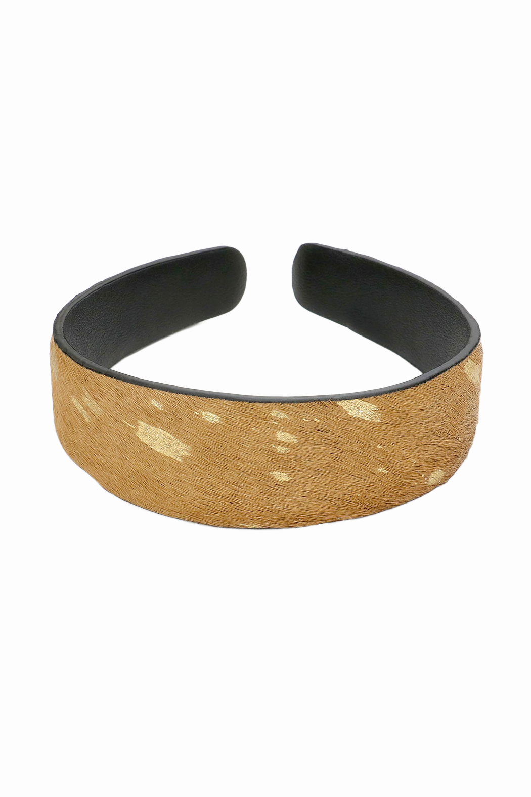 Fur and Gold Metallic Headband